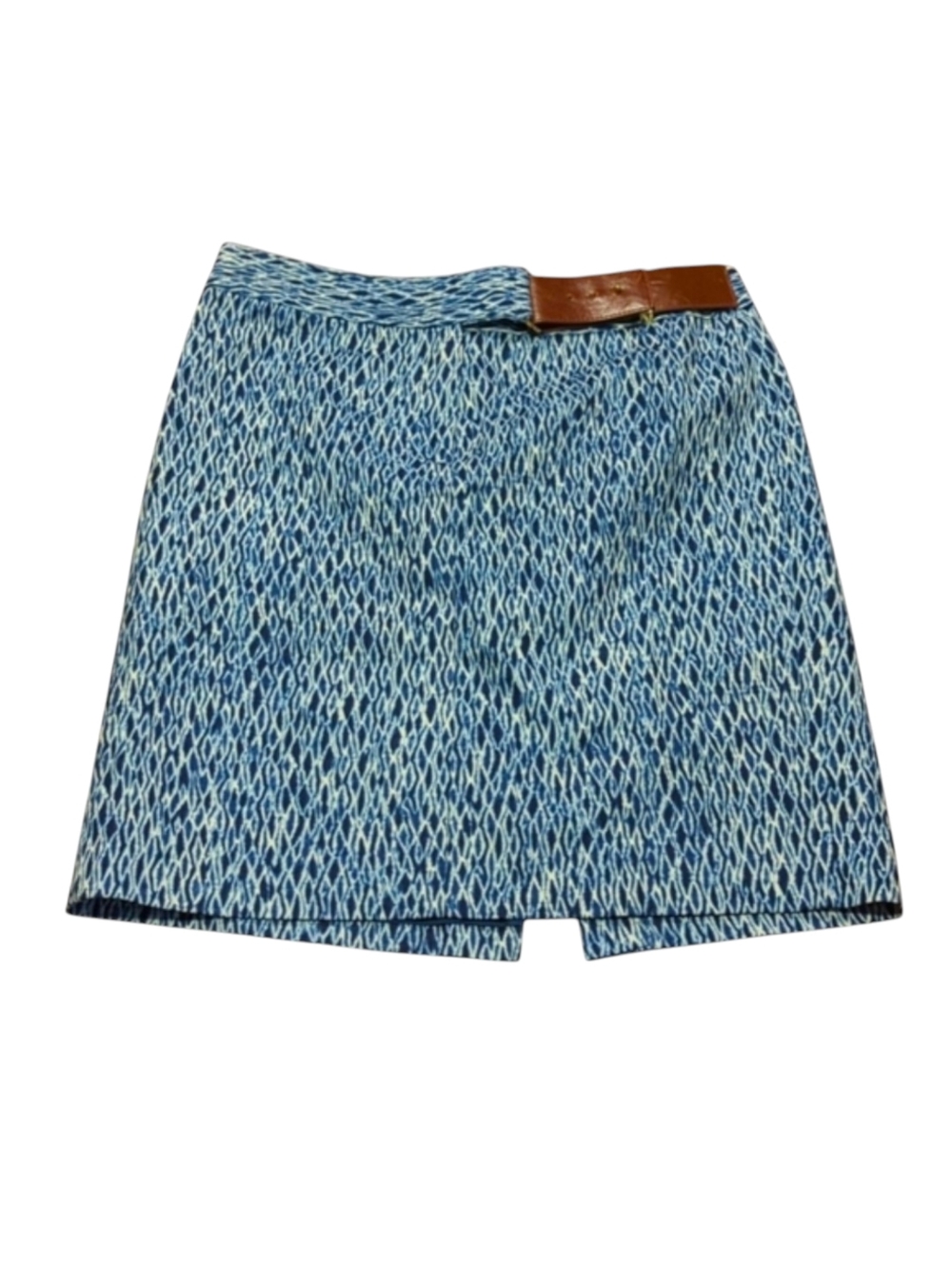 Michael Kors Blue & White Wave Belted Shibori Skirt Size 8
